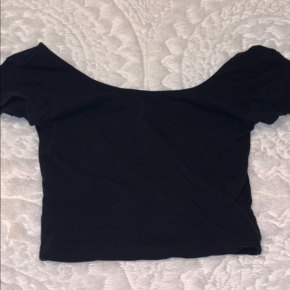 Off the shoulder black crop top